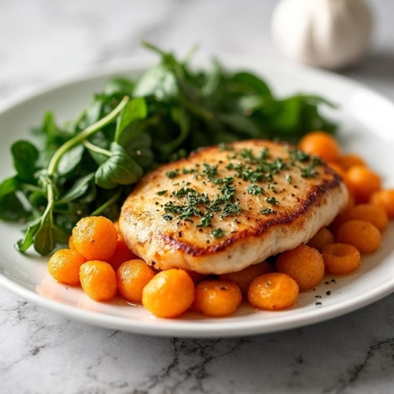 Sweet Potato Gnocchi with Pan-Seared Chicken and Garlicky Greens