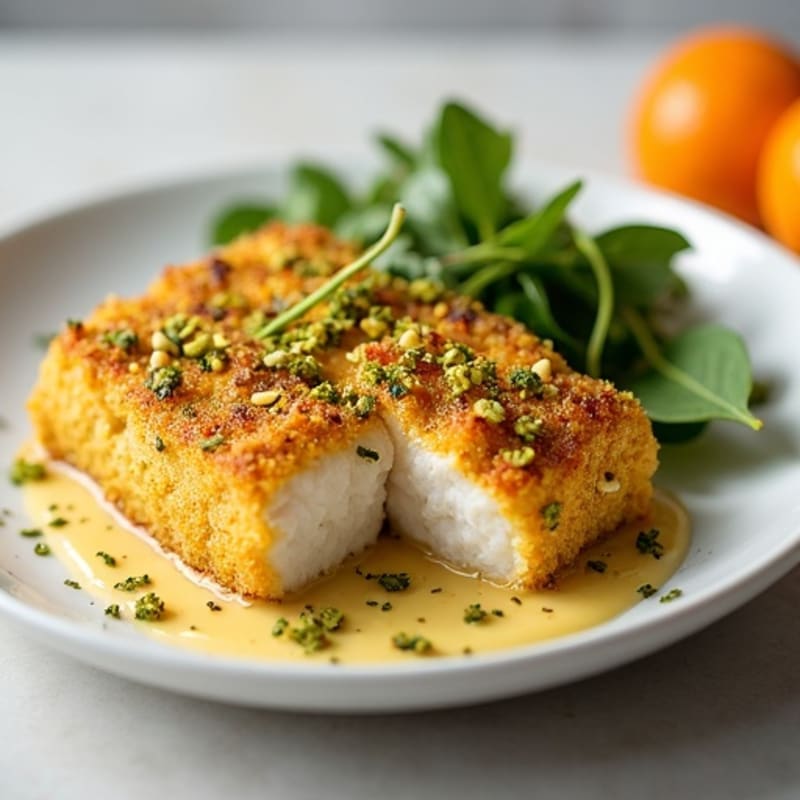 Crispy Pistachio-Crusted Cod with Citrus-Ginger Sauce