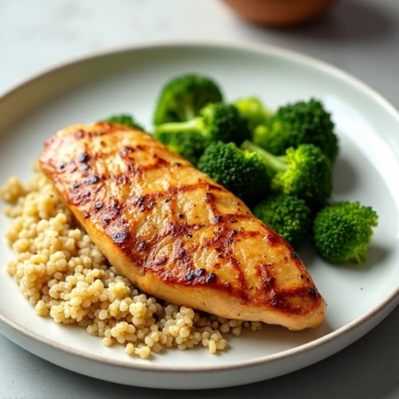 Seared Chicken Breast with Steamed Broccoli and Quinoa