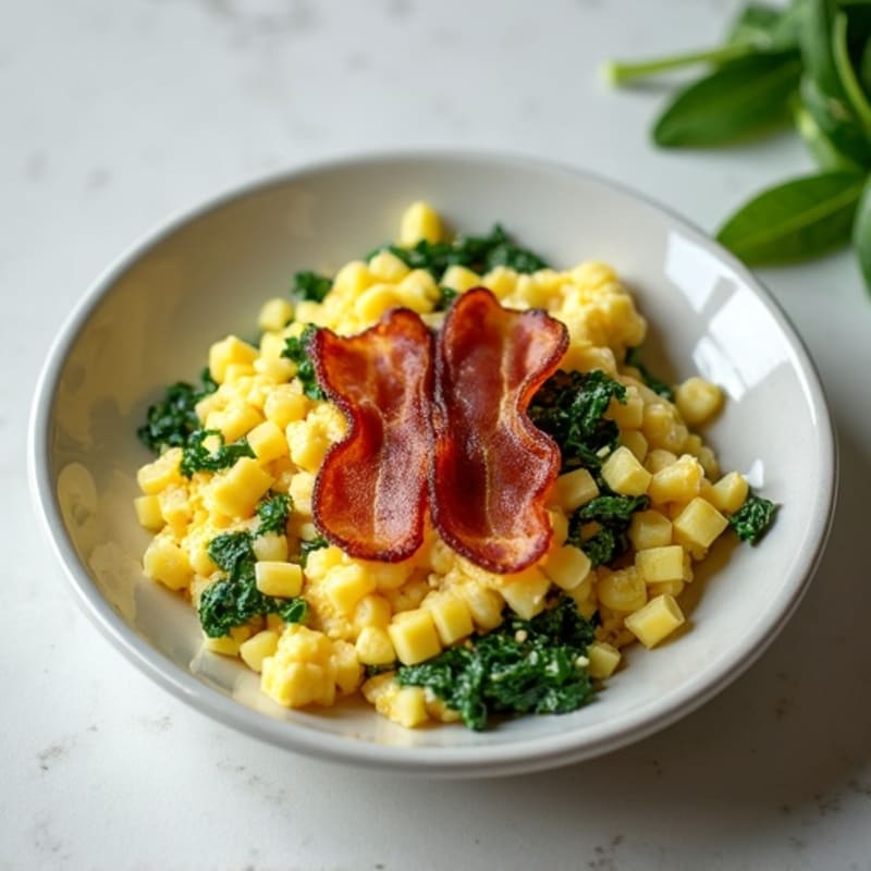 Egg White Scramble with Spinach and Turkey Bacon