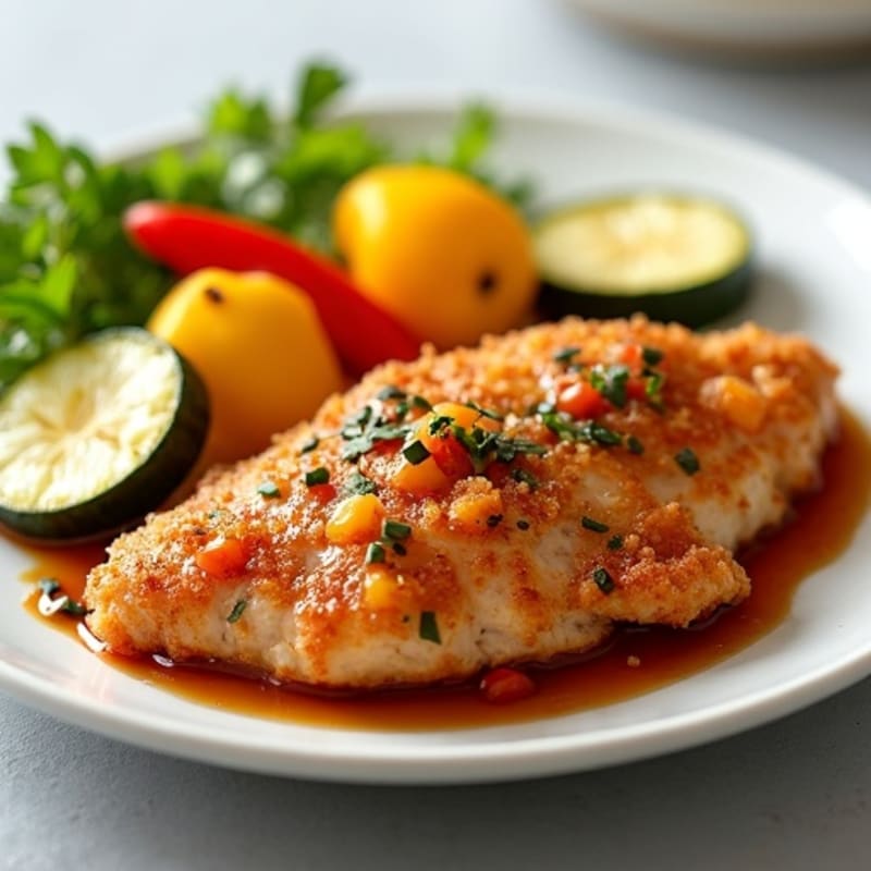 Crispy Sweet and Sour Chicken with Roasted Vegetables