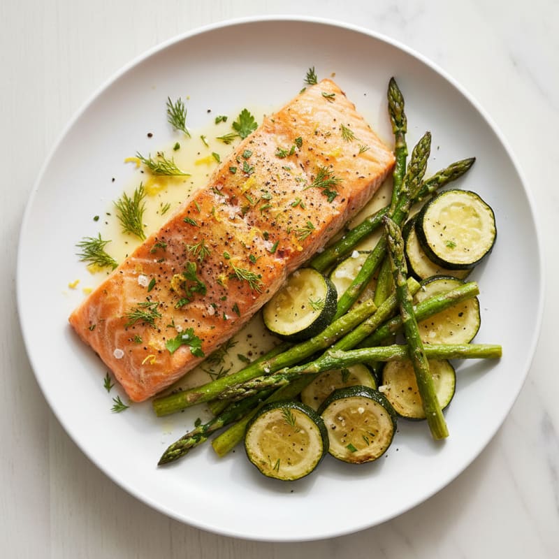 Zesty Lemon-Herb Baked Salmon with Roasted Vegetables