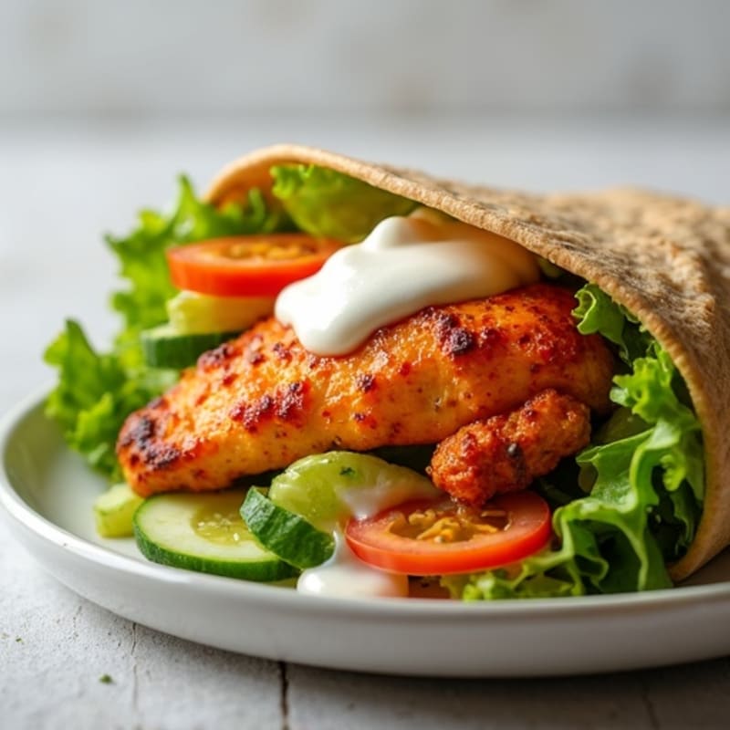 Crispy Buffalo Chicken Wrap with Fresh Vegetables