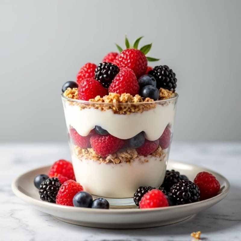 Greek Yogurt Protein Parfait with Mixed Berries