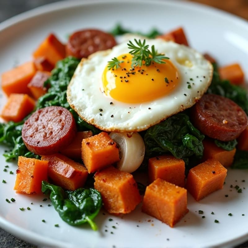 Crispy Sweet Potato and Egg Hash