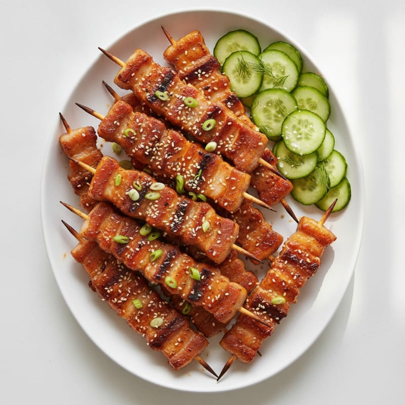 Spicy Gochujang Pork Belly Skewers