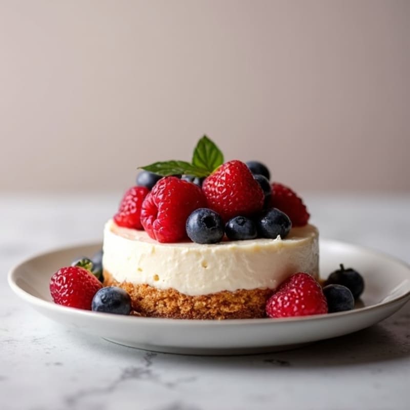 Silky Protein Cheesecake with Mixed Berries