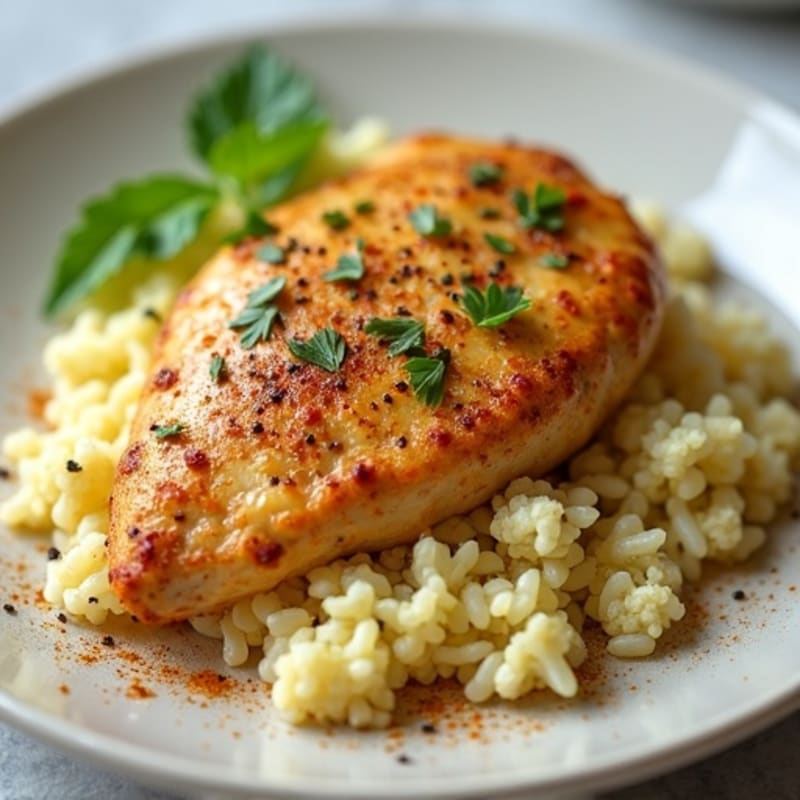 Creamy Yogurt-Spiced Chicken with Cauliflower Rice