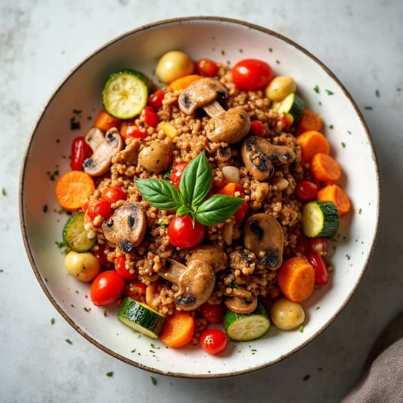 Hearty Mushroom Ragu with Herb-Roasted Vegetables