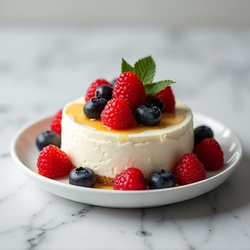 Greek Yogurt Protein Cheesecake with Mixed Berries