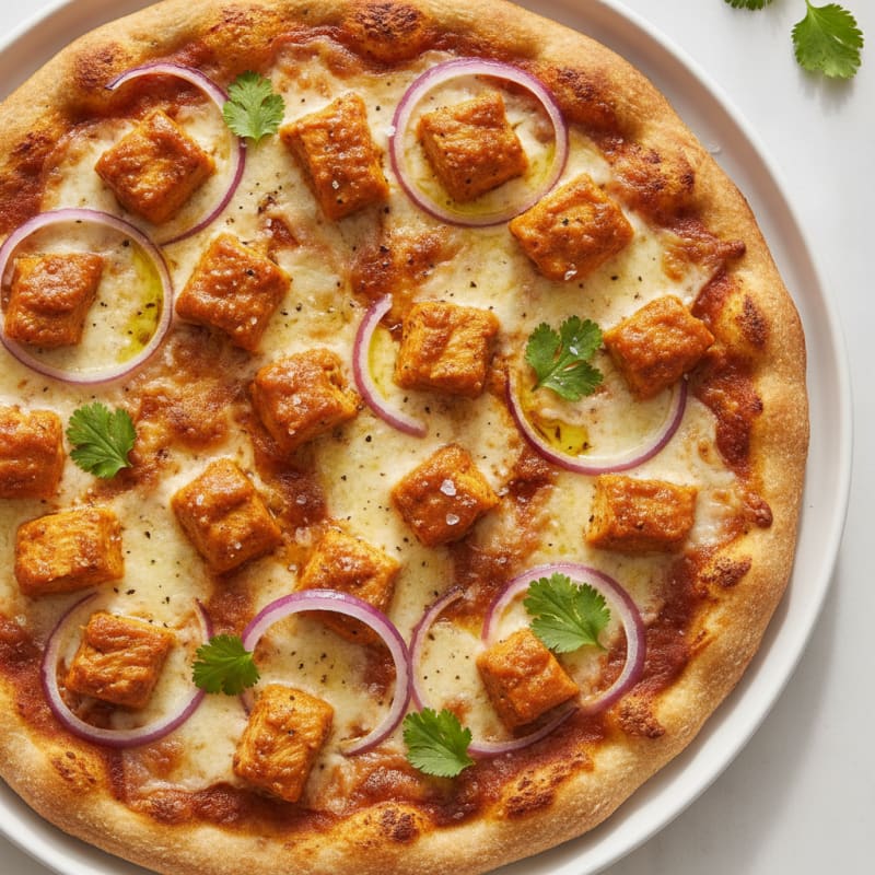 Tikka Masala Chicken Pizza with Red Onion