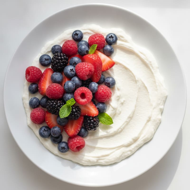 Greek Yogurt Protein Pudding with Mixed Berries