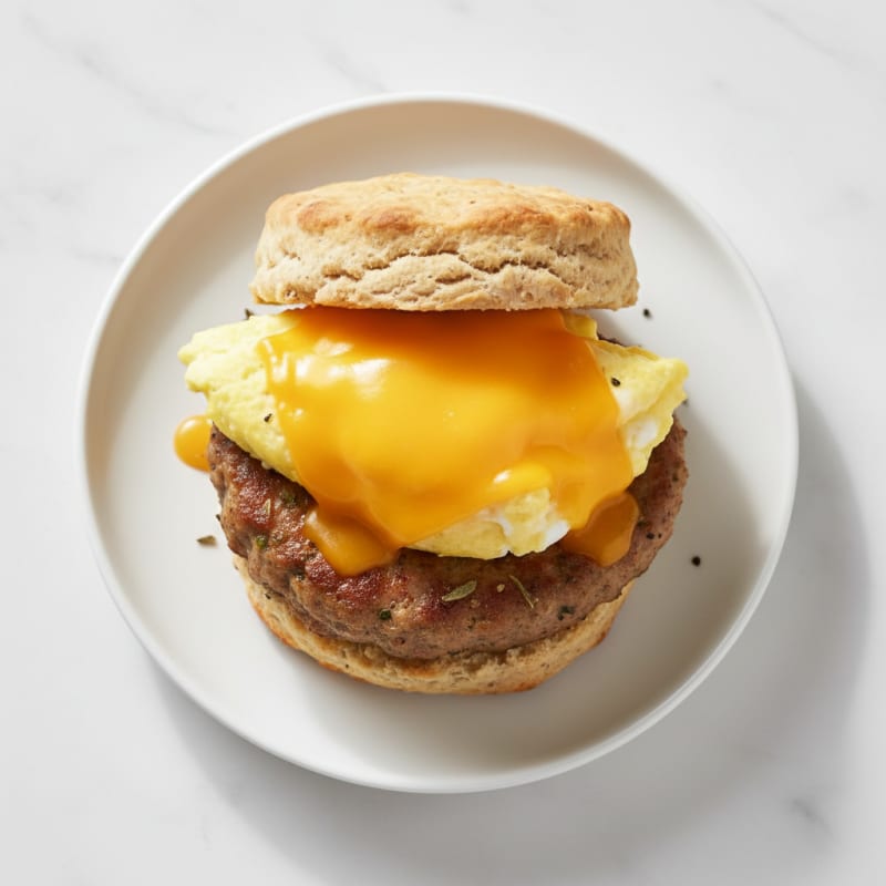 Sausage Egg and Cheddar Biscuit