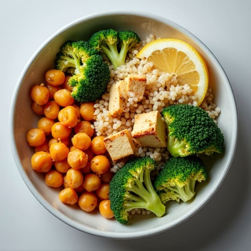 Roasted Garlic Chickpea and Broccoli Bowl