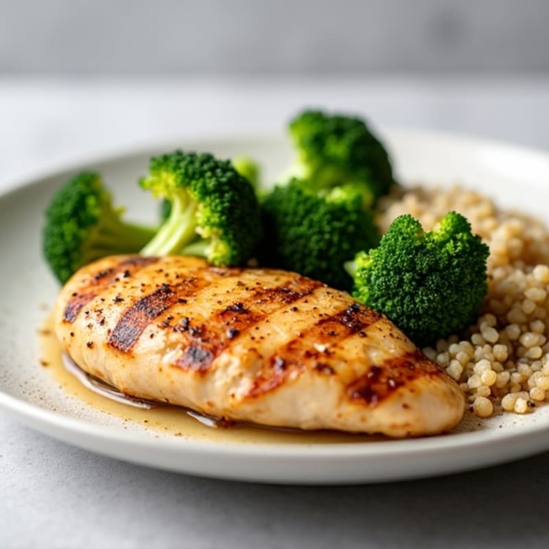 Grilled Chicken Breast with Roasted Broccoli and Quinoa