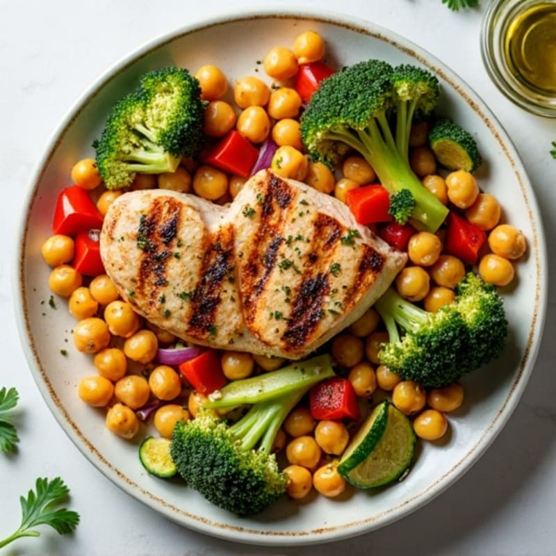 Crispy Roasted Vegetables and Chickpeas with Lemon-Herb Dressing