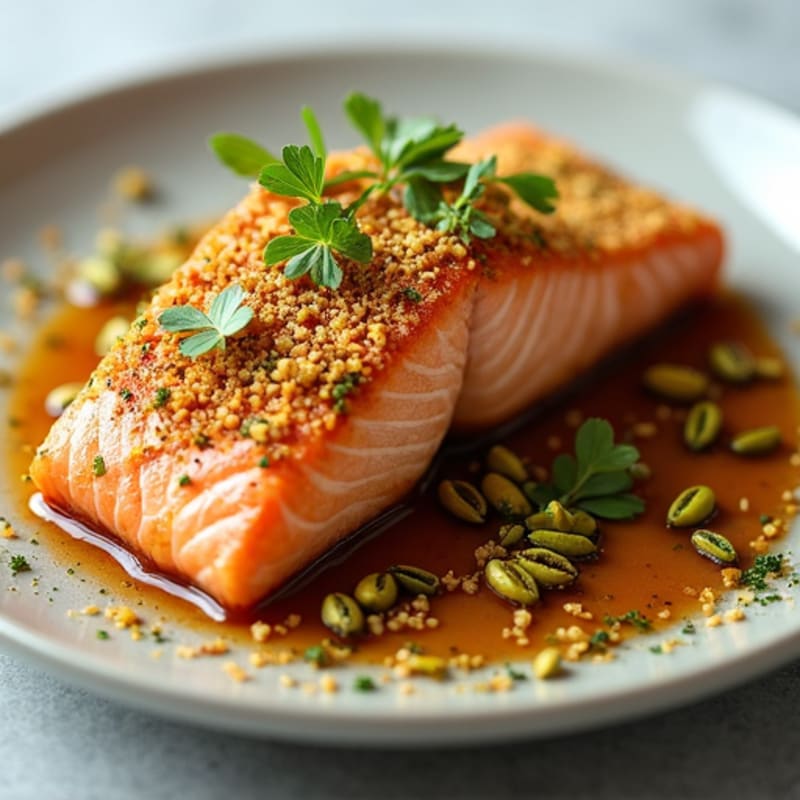 Crispy Pistachio-Crusted Salmon with Honey-Miso Glaze