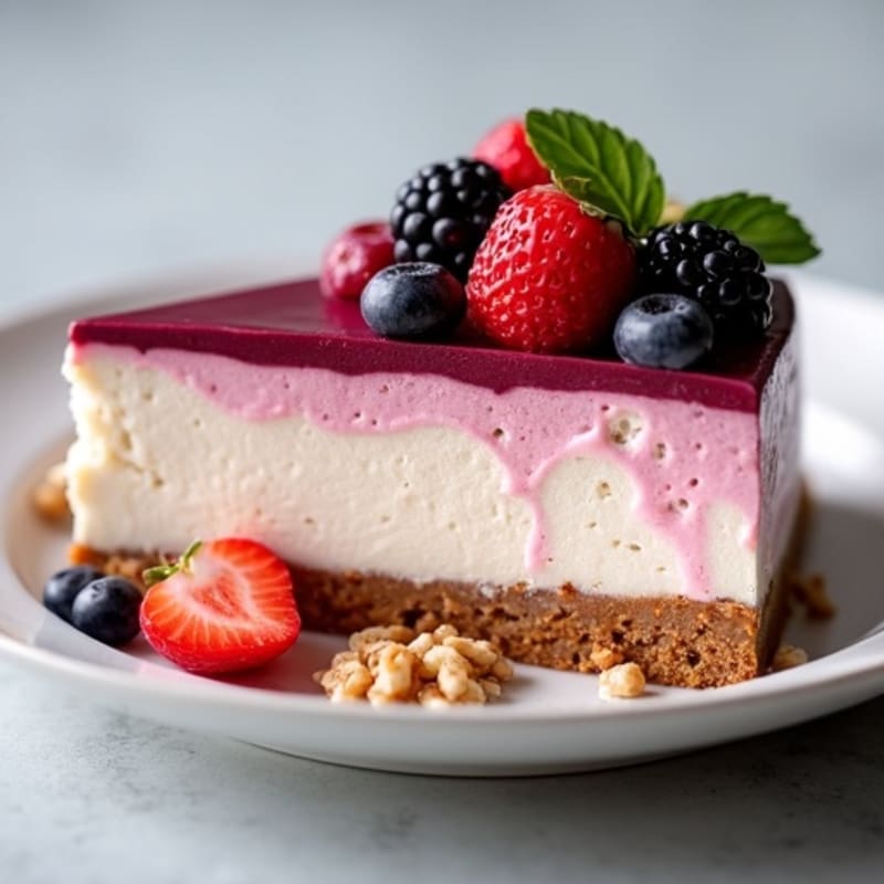 Silky Protein Cheesecake with Mixed Berries