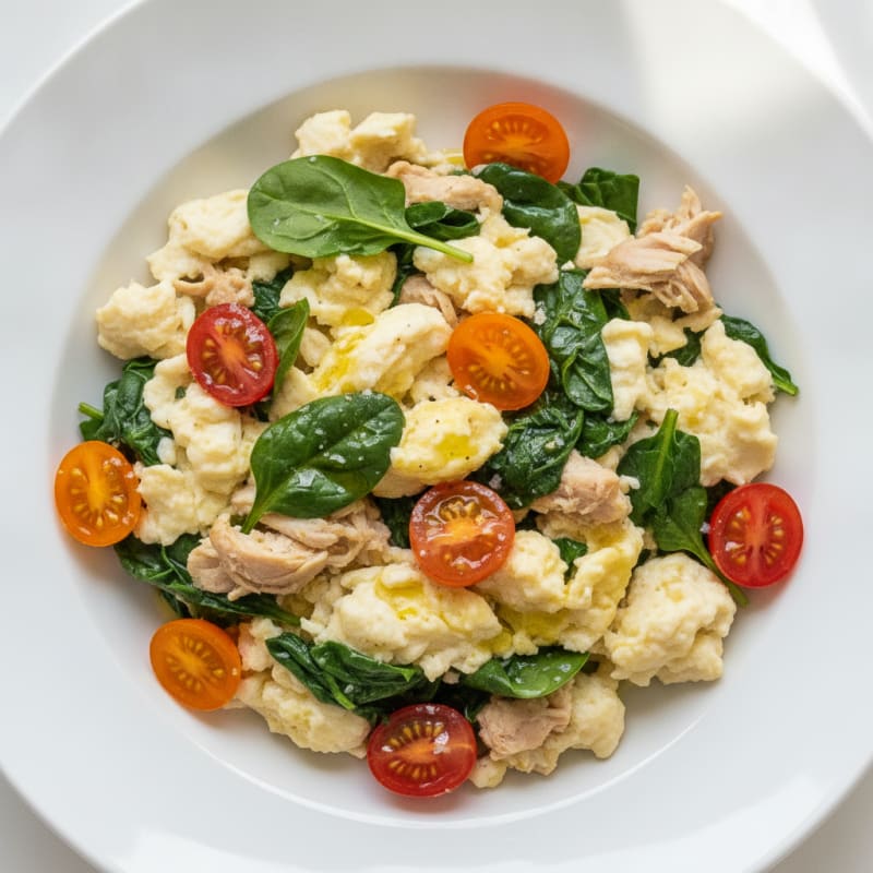 Egg White and Spinach Scramble with Turkey Breast