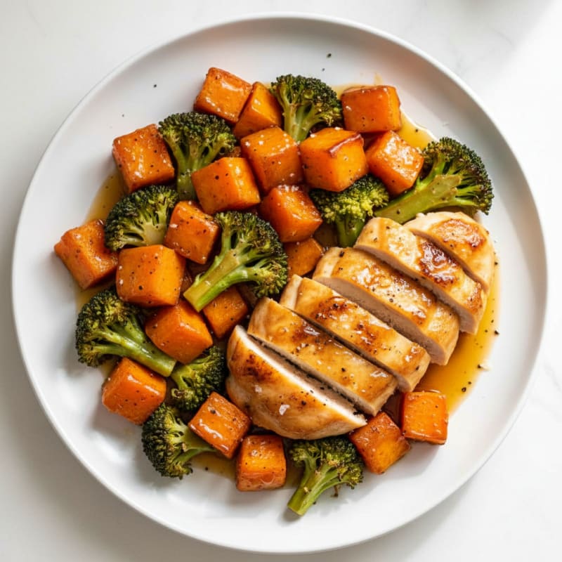 Sheet Pan Honey-Garlic Chicken and Sweet Potatoes