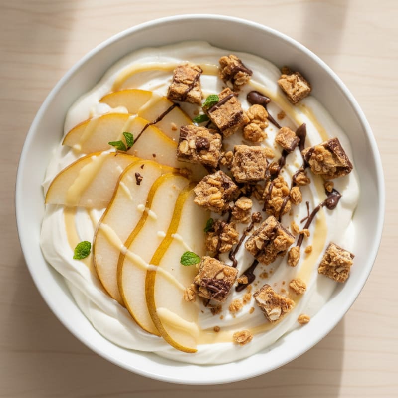 Protein Bar and Pear Bowl with Fage Greek Yogurt