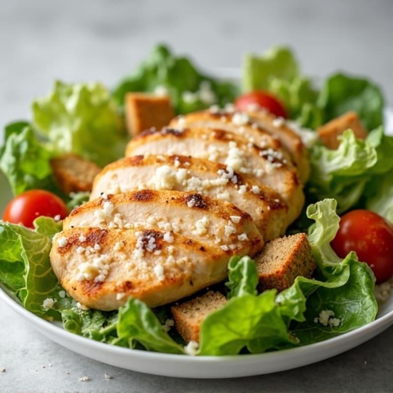 Grilled Chicken Caesar Salad with Crispy Romaine