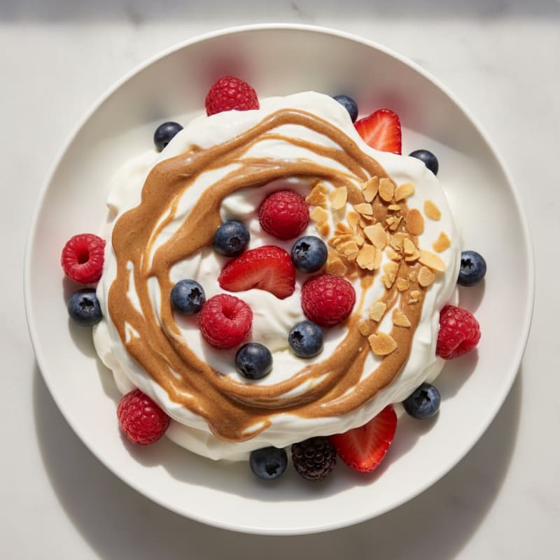 Greek Yogurt Protein Mousse with Mixed Berries