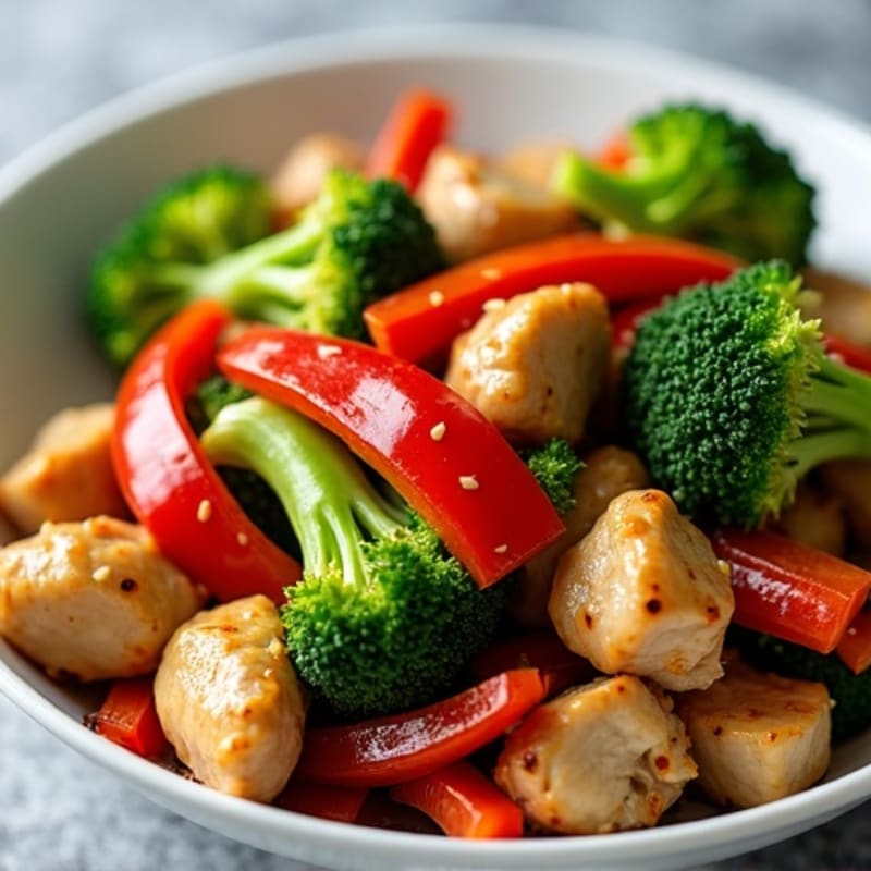 Ginger-Soy Chicken Stir-fry with Crispy Broccoli and Bell Peppers