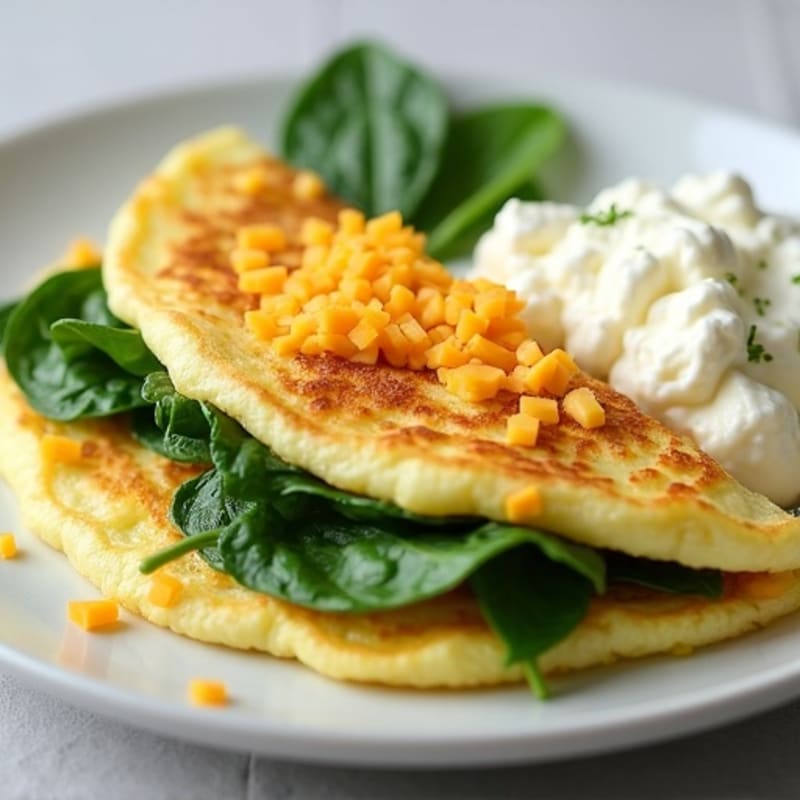 Egg White Spinach Omelette with Cottage Cheese