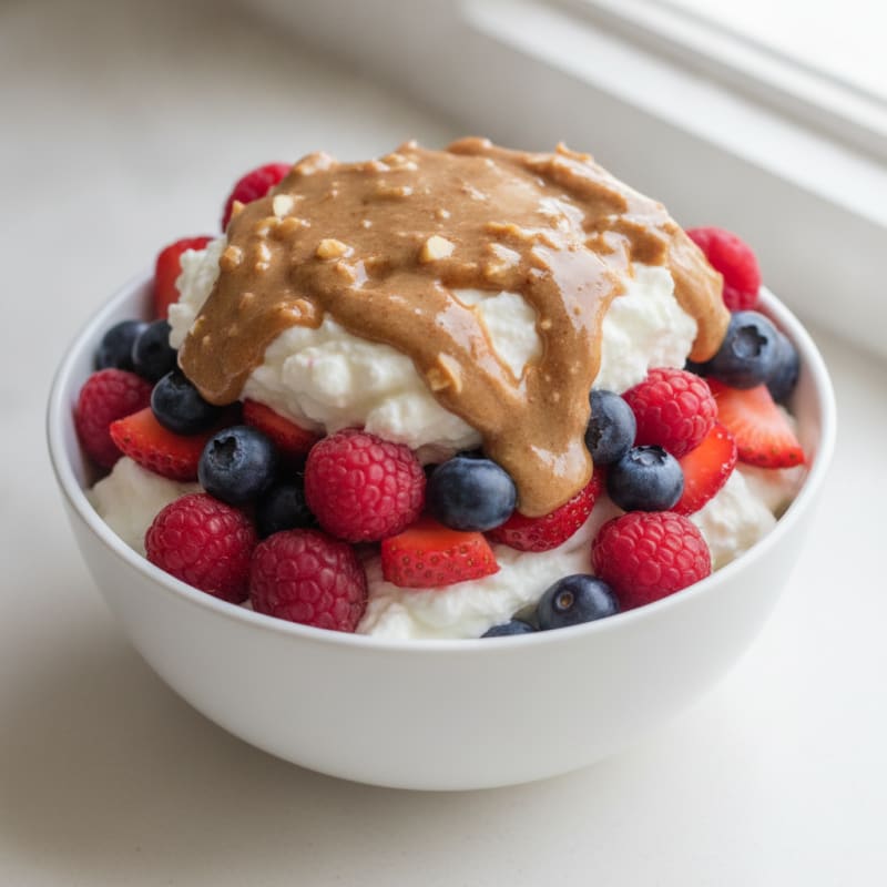 Greek Yogurt Protein Parfait with Mixed Berries and Almond Butter