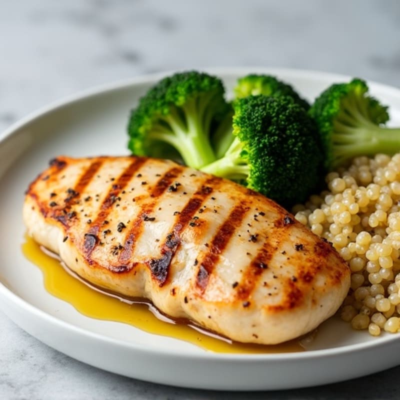 Grilled Chicken Breast with Quinoa and Steamed Broccoli