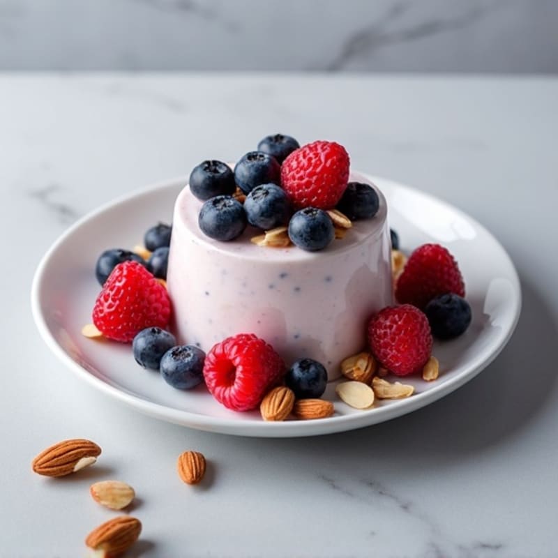 Creamy Blueberry Skyr Parfait with Fresh Berries and Almond Crunch