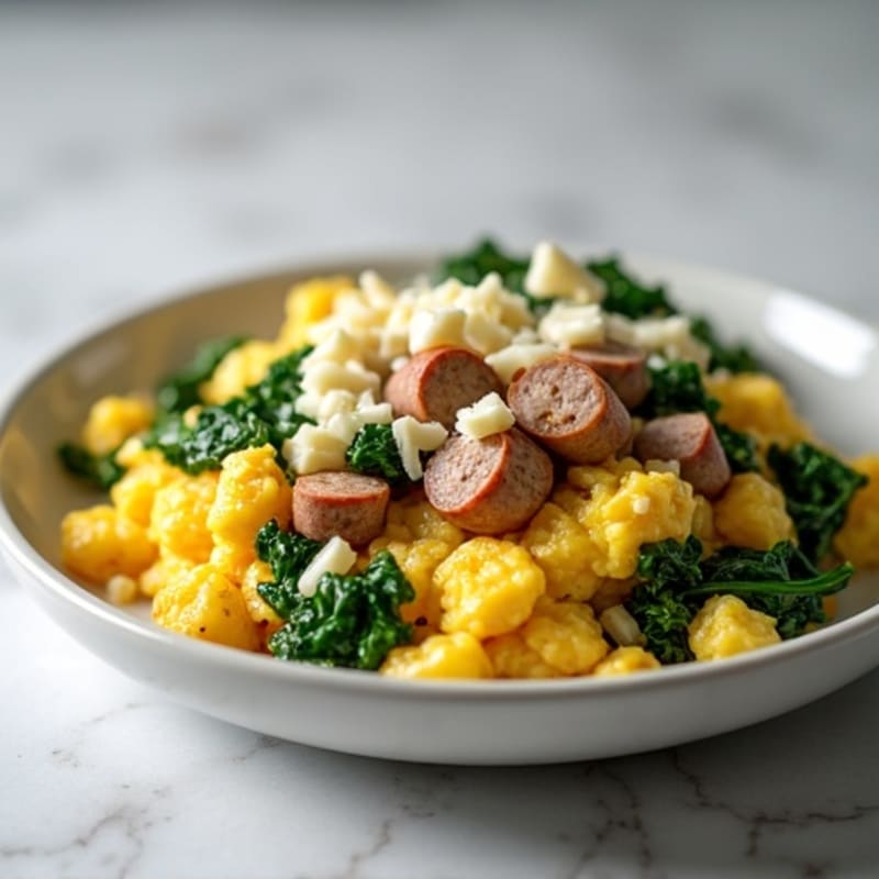 Egg White and Turkey Sausage Scramble with Spinach