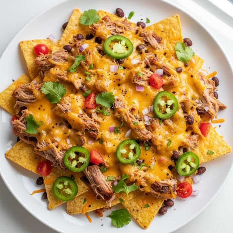 Smoky Pulled Pork Nachos with Jalapeños