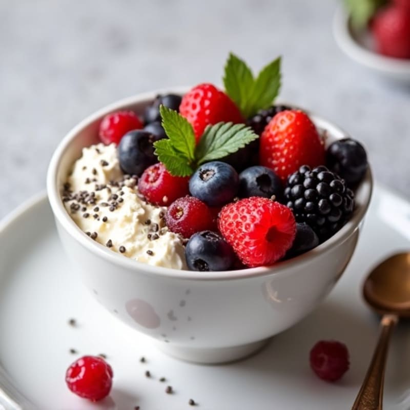 Cottage Cheese Berry Bowl with Chia Seeds
