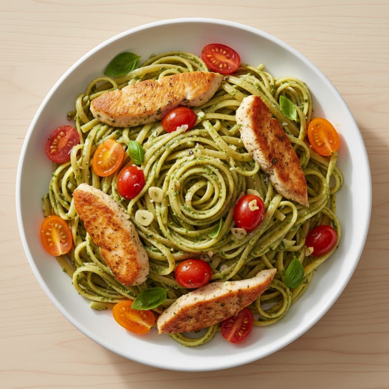 Creamy Pesto Chicken Linguine