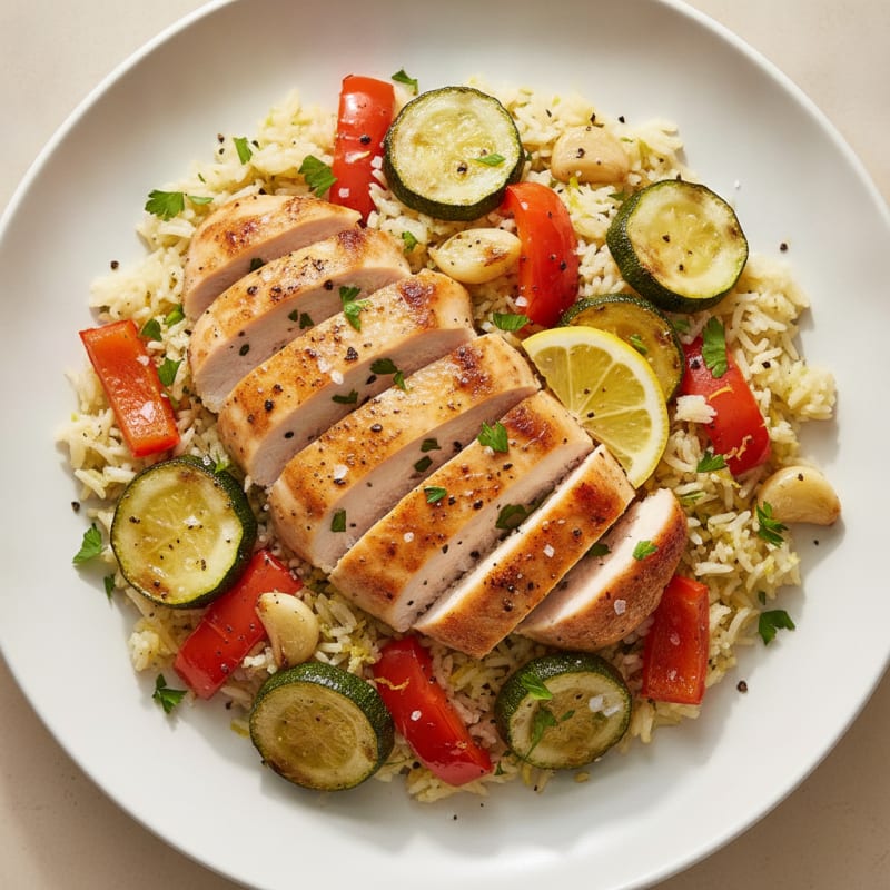 Lemon Herb Rice Pilaf with Roasted Vegetables