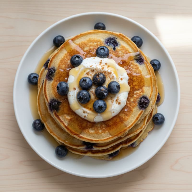 High-Protein Blueberry Oat Pancakes