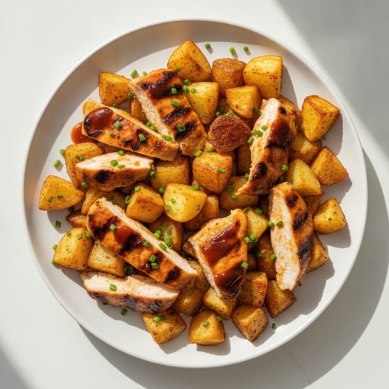 BBQ Chicken and Roasted Potato Cubes