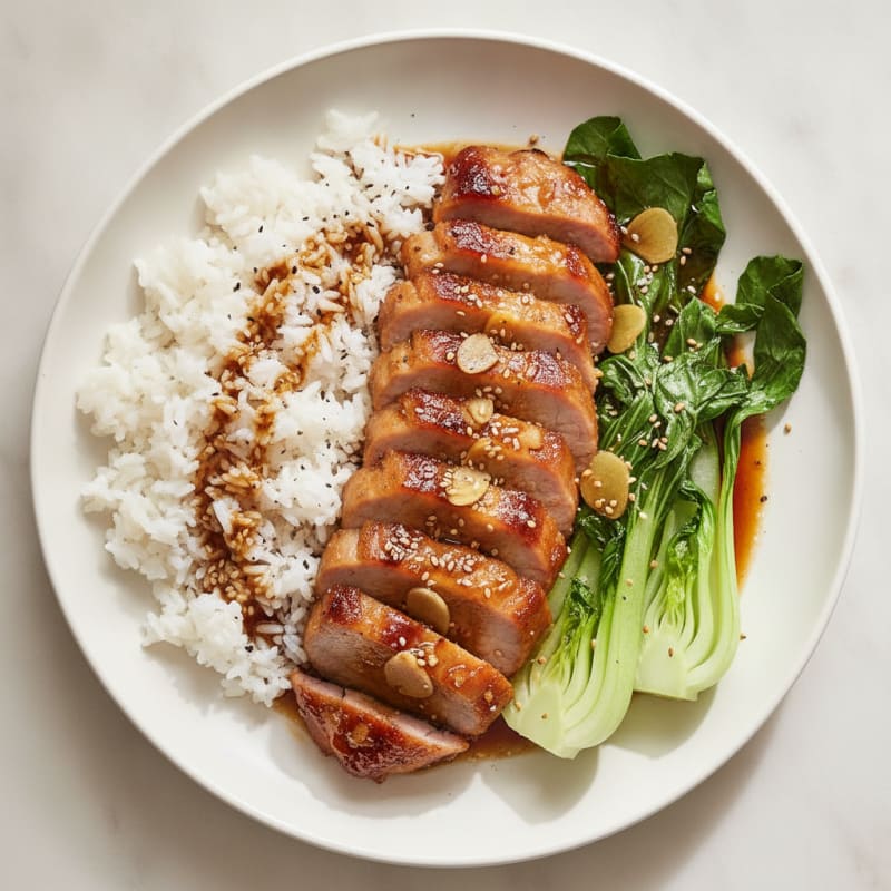Honey-Garlic Char Siu Pork with Bok Choy