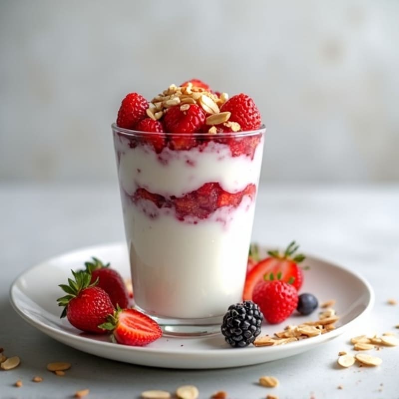 Greek Yogurt Protein Parfait with Mixed Berries and Almonds