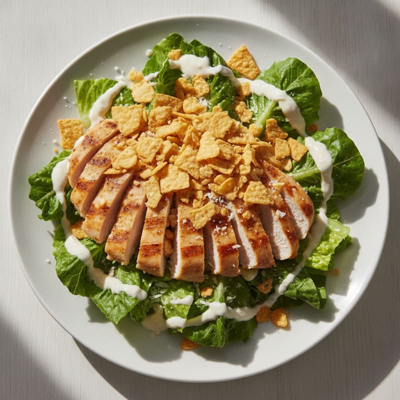 Chicken Caesar Salad with Crushed Corn Chips