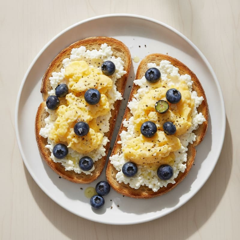 Cottage Cheese Egg Toast with Berries