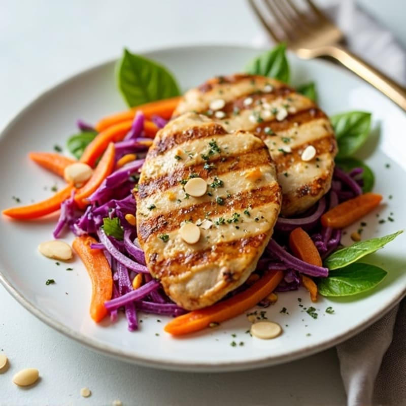 Grilled Chicken Breast with Crunchy Cabbage Slaw