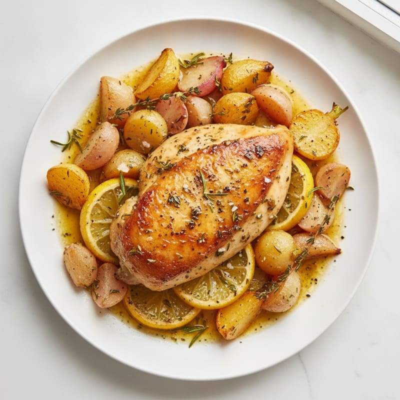 Lemon Herb Roasted Chicken with Root Vegetables