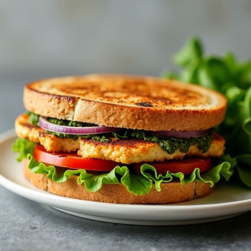 Herb-Pesto Grilled Chicken Sandwich with Fresh Greens