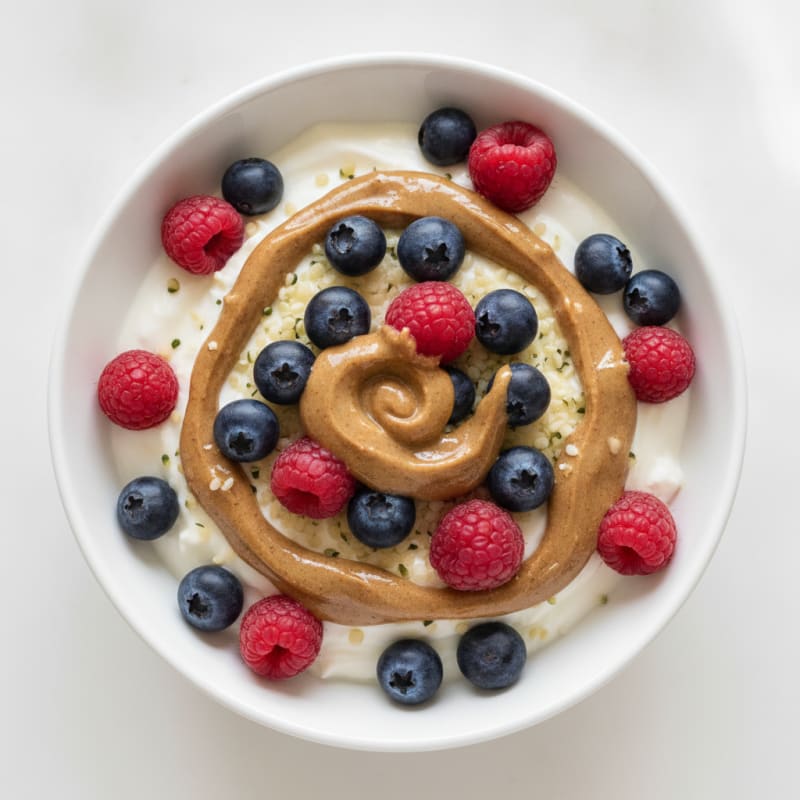 Greek Yogurt Bowl with Almond Butter and Fresh Berries