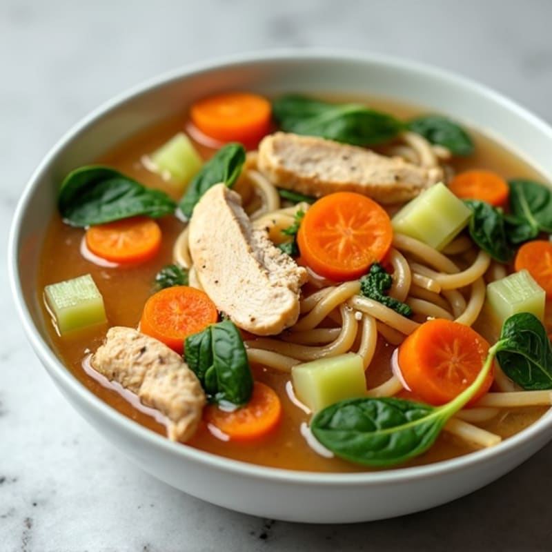 Healthy Chicken and Fresh Veggie Noodle Soup