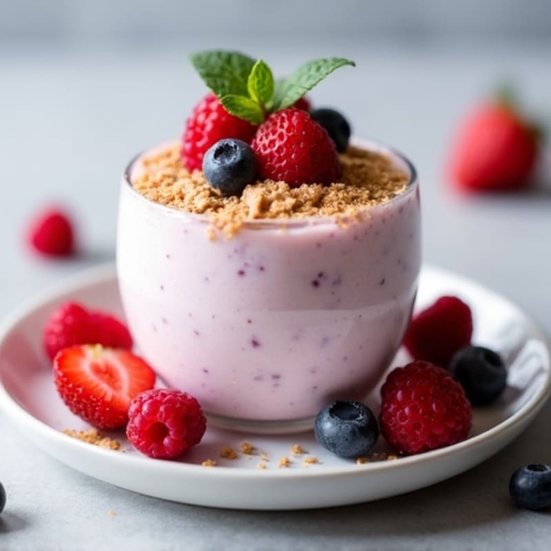 Greek Yogurt Protein Mousse with Mixed Berries