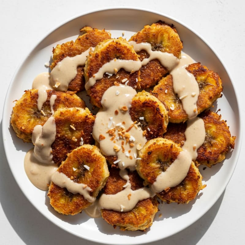 Caramelized Banana Fritters with Creamy Coconut Dip
